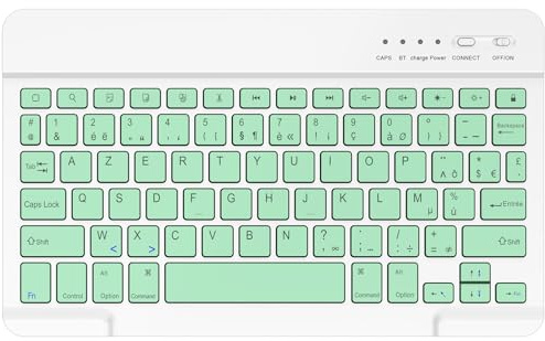 BQSS Clavier Bluetooth AZERTY Français, Léger & Silencieux | Clavier rechargeable USB-C avec fonction Easy-Switch, Compatible avec iPad, iPhone, Windows, Android téléphones et tablettes