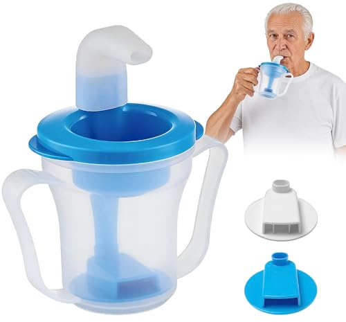 Wxeadu Dysphagia Cups for Adults, Medical Grade Dysphagia Regulating Drinking Cup&Non-Spill Beakers for Elderly with 5cc/10cc Flow Control, Safe for Stroke,Non Spill Cups for Elderly,Limited Mobility