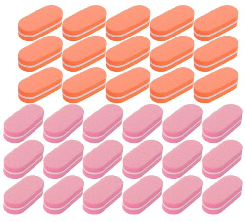 FOMIYES 100 Bloques de Pulido de Esponja de Doble Cara para Uñas Naturales y Acrílicas Mini Limas Desechables en Colores Naranja y Rosa 50 Unidades de Cada Color Accesorio Compacto