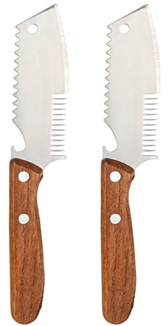 RUNROTOO 2 affettatrici a julienne in acciaio inox, taglia cipolle, tritatutto per cipollotti, apribottiglie e squamatore per pesce 3 in 1, tritatutto per verdure da cucina con denti a pettine