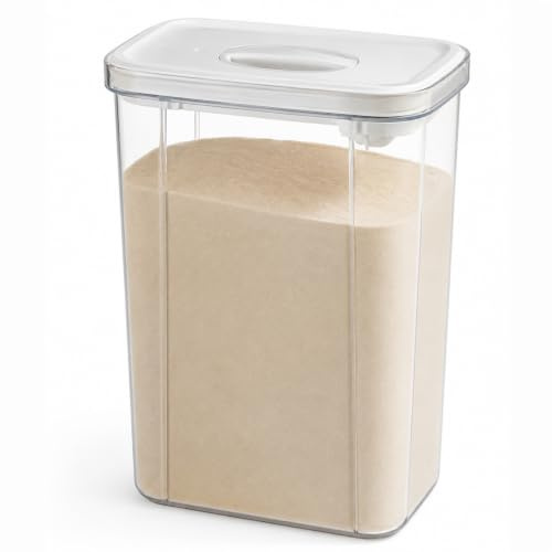 Raoletin Clear Airtight Protein Powder Container, Plastic Protein Tub Powder Storage Tin Canister Dispenser with Lid for Creatine, Flour, Cereal, Rice, Beans, Oats, Coffee and Sugar(2800ml)