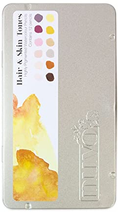 Tonic Studios Hair and Skin Tones Watercolour Pencils, Wood, Multicoloured, 12 Count (Pack of 1)
