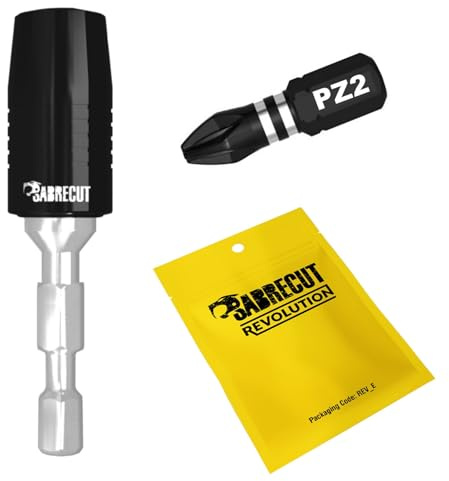 SabreCut 2pcs SCIMSH1458_1 60mm 25mm Portapuntas impacto Duradero | Acero tratado, imán fuerte y acabado óxido negro anticorrosión para alto par duradero