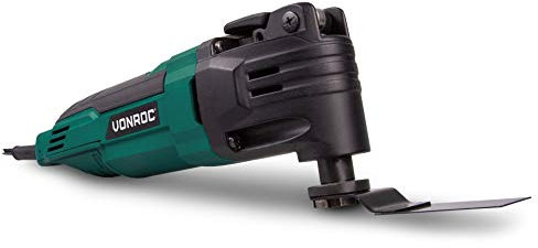 VONROC Attrezzo multifunzione, elettroutensile multifunzione elettrico 300 W, con set di accessori e borsa. Sistema di cambio rapido, velocità variabile.