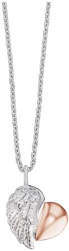 Engelsrufer Damen Halskette aus Sterling Silber, Herzflügel-Anhänger mit Zirkonia, Roségold-Beschichtung, verstellbare Länge, nickelfrei, Allergiker-geeignet, ERN-LILHEARTWING-BI