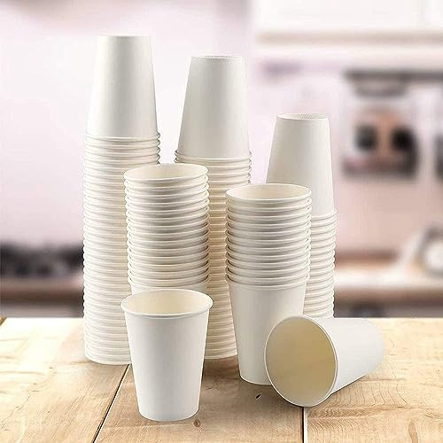 HOT BARGAINS, 100 x 8oz Single Wall White Paper Cups for Hot Drinks Premium Disposable Coffee/Tea Paper Cups Perfect for Your Home, Café, Work, Parties or Outdoors. (White, 8OZ)