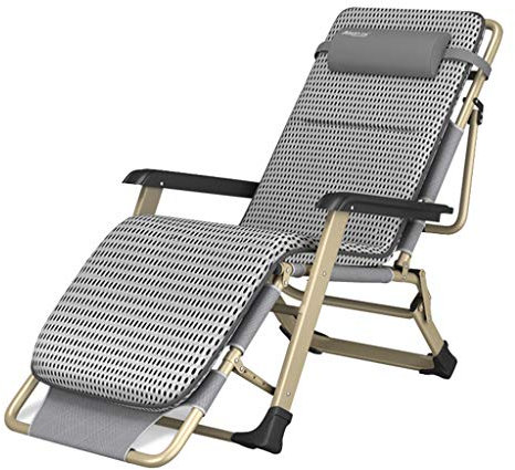 LHNLY-Liegen Liegender Saunaliege Sonnenliege Liegestühle Gartenstuhl Recliner Campingliege Strandliege Terrasse Verstellbar und klappbar, Grau Max. 260 kg