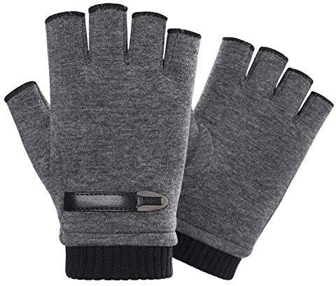 INTVN Guantes de invierno sin dedos 1 Pares Guantes sin dedos hombre Unisex Hombre Mujer(gris)