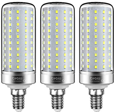 Tebio LED Argento Mais lampadine E14 25W Small Edison Screw Equivalente a 200W 2500LM Non Dimmerabile 6000K Bianco Freddo Lampadine a candela, 3 pezzi