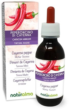 Cayenne Pepper (Capsicum annuum) Fruits Alcohol-Free Mother Tincture Naturalma - Liquid Extract Drops 120 ml - Food Supplement - Vegan