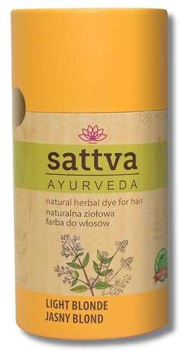 Sattva Ayurveda - Tinte de pelo natural para alérgicos, color vegetal orgánico para color de pelo natural, volumen y brillo - ECOCERT (rubio claro)