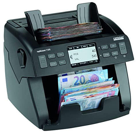 ratiotec Banknotenzählmaschine rapidcount T 575 – Stück- und Wertzähler mit umfangreicher Echtheitsprüfung für mittlere Zählvolumen