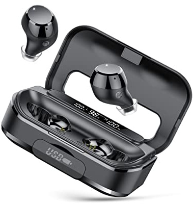 Lekaby Écouteurs Bluetooth sans Fil, 100h Durée de Lecture Oreillette Bluetooth 5.3 sans Fil avec Hi-FI Stéréo, Écran LCD, Contrôle Tactile, IPX7 Etanche Casque Bluetooth pour Travail/Voyage