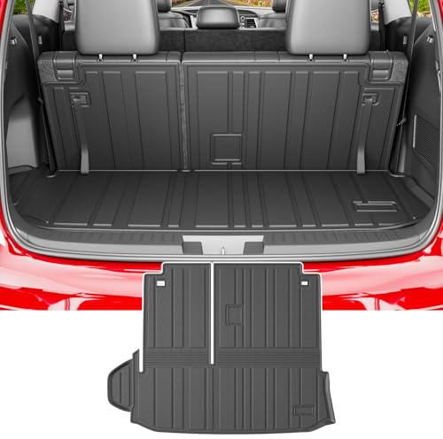 powoq Cargo Mat Compatible with 2020-2024 Toyota Highlander Backrest Mat TPE Cargo Liners Replacement for Toyota Highlander Accessories (Fit 2020-2024 Highlander,Rear Cargo Mat with Backrest Mat)