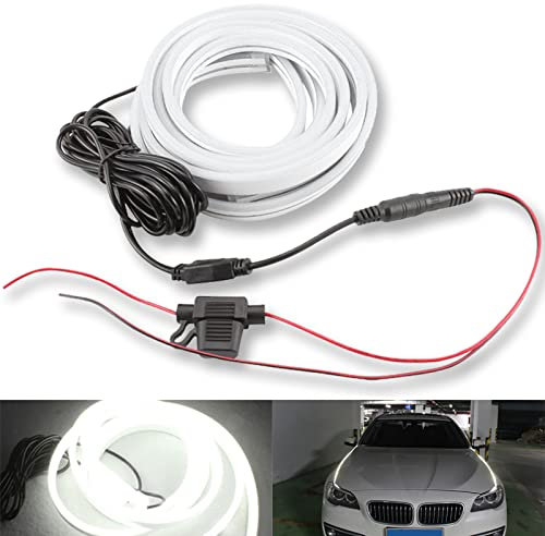 Teguangmei Luz Exterior Capó del Coche LED,80cm Tira de Luz Impermeable Flexible Luces de Circulación Diurna Blanco Faro para Automóvil SUV Camión 12V Motor de Auto Campana Barra de Luz de Decoración