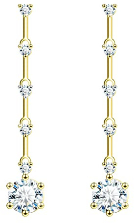 KristLand Damen Ohrringe Silber 925 Lange Quasten Glitzer Runden Zirkonia Tropfen Ohrhänger Hängend Ohrstecker Kommt in Schmuck Geschenk Box