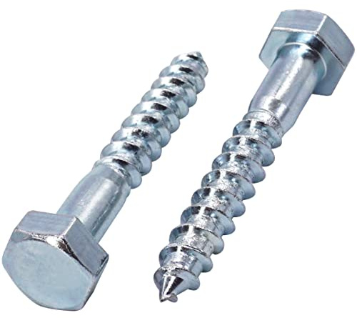 SKIR'CO (10 piezas) Tornillos de madera DIN 571 de acero galvanizado con cabeza hexagonal M10 x 70 mm, tornillos de coach, tornillos hexagonales, tornillos de retardo