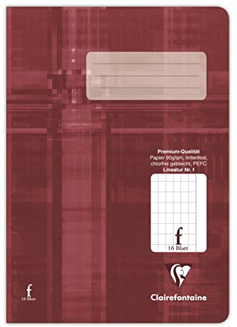 Clairefontaine 331508C - Packung mit 25 Heften, ideal für die Schule, DIN A5, rautiert 5x9mm, 16 Blatt, 90g, Bordeaux, 1 Pack
