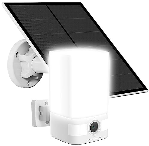 VisorTech WiFi Solar-Kamera: Solar-2K-Überwachungskamera, LED-Licht, Alarm, 14,4-Ah-Akku, WLAN, App (Kamera außen WiFi, Überwachung außen, IP)