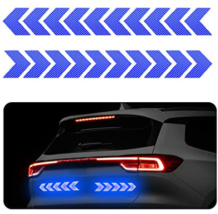 JNNJ 2Pcs Cinta Reflectante de Seguridad para Coches, Adhesivos Reflectantes Impermeables, Autoadhesivos de Alta Resistencia, Universal para Coche Camión Moto Bicicleta Remolque（Azul）