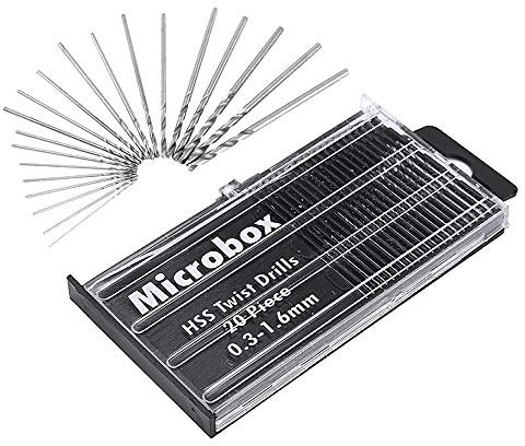 Mesee Set di 20 Punte per Trapano Miniature in HSS, Kit di Mini Punta Elicoidali di Precisione da Trapano in Acciaio Rapido da 0,3 mm-1,6 mm Micro Drill Bits per Legno Fai da Te Modellismo
