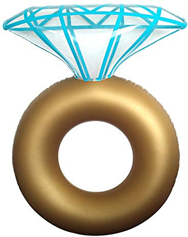 DBOO Anello gonfiabile con diamanti galleggianti per piscina, anello di fidanzamento, addio al nubilato, decorazioni per stagette, tubo galleggiante per esterni, decorazione per feste di addio al