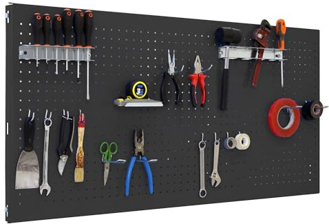 Simon Rack Panel Herramientas Pared, Organizador Herramientas, Incluye 14 Ganchos y 3 Soportes, 1500x600 mm, Antracita - Simonwork
