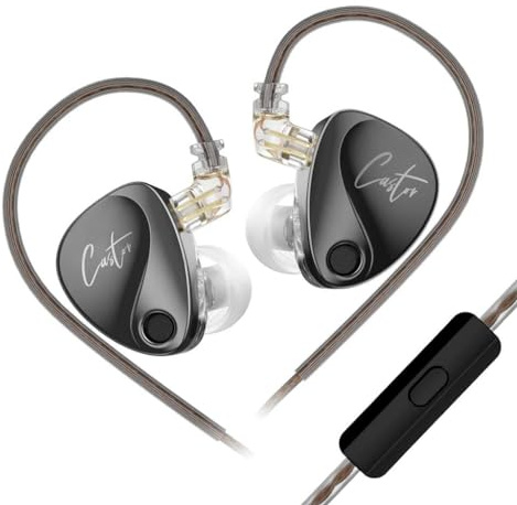 KZ Cuffie intrauricolari IEM cablate Castor, doppia magnetica da 10 mm + driver dinamico da 8 mm, obiettivo Harman con bassi migliorati nell'orecchio, 4 interruttori di accordatura, cavo staccabile a