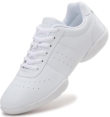 GlideMoves Scarpe da Cheerleading Bianche Taglia 39, per Ragazze, Danza, Giovani, Allenamento Atletico, Tennis, Camminata, Traspiranti, competizioni, acrobazie, Donne Adulte e Uomini