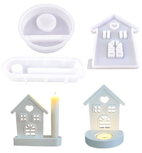 ALEFBET Silikonformen Gießformen, Silikonform Kerzenhalter, Silikon Gießform Kerzenhalter, Gipsformen zum Gießen (Haus A)