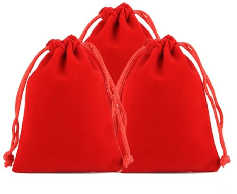 10 Stück Samtbeutel mit Kordelzug Stoffbeutel Samtsäckchen 17x23cm Rot | Schmuckbeutel aus Samt, Geschenksäckchen, Kordelzugbeutel,Samt Taschen zum Befüllen für Schmuck Hochzeit Party Geschenk
