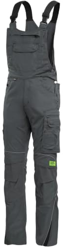 TMG Arbeitslatzhose für Herren – Latzarbeitshose mit Kniepolstertaschen & Stretchbund - robuste Mischgewebe 260 g/m² mit vielen Taschen für Baustelle, Werkstatt & Montage