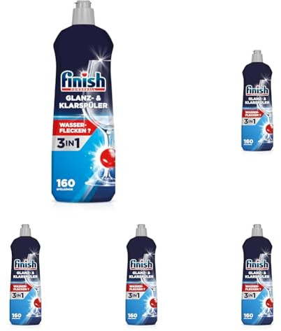Finish Glanz- & Klarspüler – Für strahlendes und trockeneres Geschirr ohne Wasserflecken – Megapack mit 800 ml (Packung mit 5)