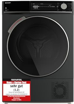 Sharp KD-NHH9S9GA3-DE Wärmepumpentrockner/C / 9 kg/Programmknebel und DirectTouch-Bedienung auf LED-Display / 15 Programme/Trommelinnenbeleuchtung/Espresso Gray