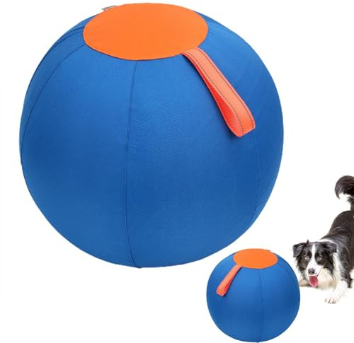 Hundeball, Herding Ball für Hunde, 45,7 cm, PVC-Hundeball mit Reißverschluss, Herding Ball mit Griff und Polyester-Abdeckung, kratzfest, interaktiver Hundeball für Training, für mittelgroße und große