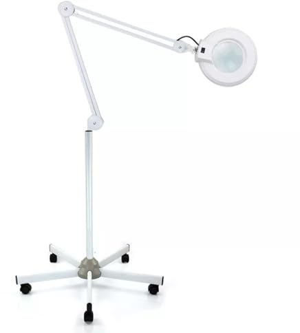5 Fach Lupen mit licht und ständer Lupenleuchte 22W Leuchtstoffröhre Standlupelampe mit Schwenkarm für Lesen Arbeit Nähen Senioren usw