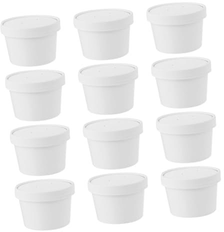 Hoement 20sets Disposable Ice Cream Paper Cups Lids Capacity for Yogurt Bowls and Pudding Serving at Parties