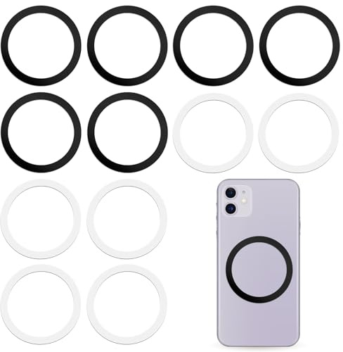 JIYIN 12 anillos magnéticos para funda de teléfono móvil, anillo magnético para teléfono móvil, anillos de metal autoadhesivos, placa de metal para coche, soporte magnético para teléfono móvil