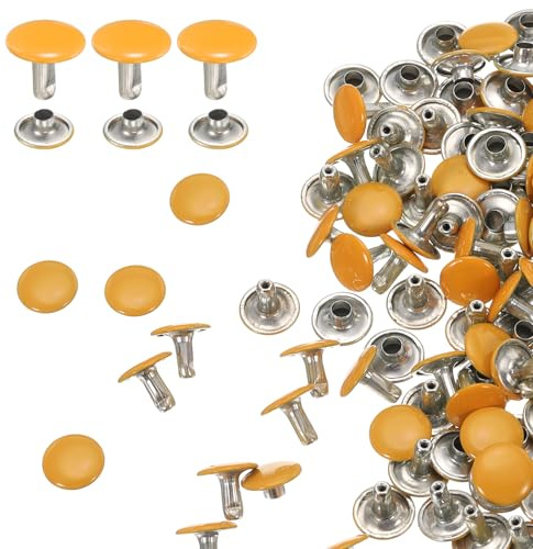 sourcing map 60 juegos de remaches de cuero de doble tapa, 8 x 10 mm, con tapa redonda, de metal, remaches de cuero para manualidades, cinturón de tela, collar de mascotas, reparación y decoración