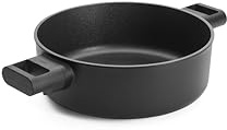 Woll Eco Logic QXR Kasserolle, rund mit 2 Seitengriffen - Induktiv -, Ø 24 cm, 8 cm hoch - Geeignet für alle Herdarten, PFAS-frei, Antihaft-Versiegelung, Aluminiumguss, backofenfest, schwarz