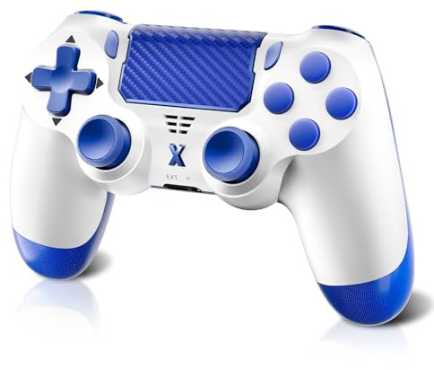 Quevati Wireless Controller for PS-4, Controller Wireless for Pro/Slim/PC, Bluetooth Gamepad Joystick with Dual Vibration Touch Panel 3.5mm Audio Jack Six-Axis Upgraded Ergonomic (Blue)