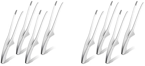 Htuygyjaw 8X Korean and Japanese BBQ Tongs Self-Standing Grill Tongs Non-Slip Cooking Utensils Stainless Steel Tongs