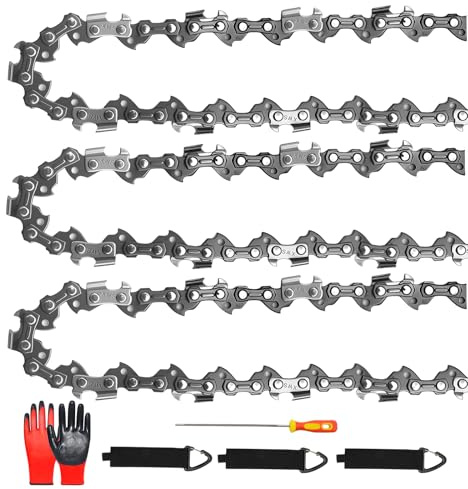 MospdyGear 3Pcs 16 40cm Chainsaw Chains, 3/8 LP Pitch 0.50 Gauge 55 Drive Links, Replacement for Stihl 018 020 021 023 MS180 MS181 MS211, with Glove File and 3 Velcro