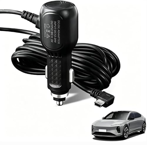 Dash Cam Power Lead Cable Car Cigarette Lighter Charger, 12V to 5V Adapter 3.5M Long Wire with 90° Right Angle Mini USB Connector for GPS Navigation DVR Dash Camera