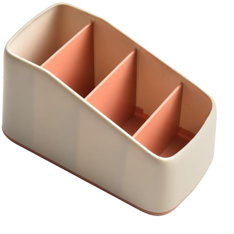 Caja de almacenamiento compacta para mando a distancia de TV y artículos del hogar con 4 compartimentos divididos (rojo)