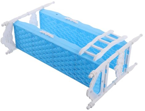 FIXOSHEE Prinzessin Puppenhaus Doppelstockbett Möbel Miniatur Puppenbett Modell für Mädchen Geschenk Zubehör in Blau