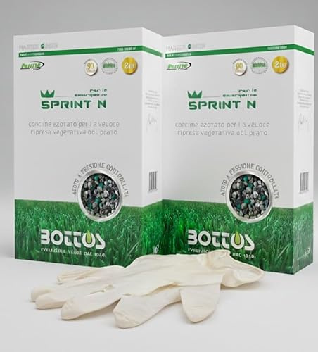 Sprint N Concime Azotato per Prato in Micro Granuli, 4 kg Totali (2 Confezioni da 2 kg) con Guanti Inclusi