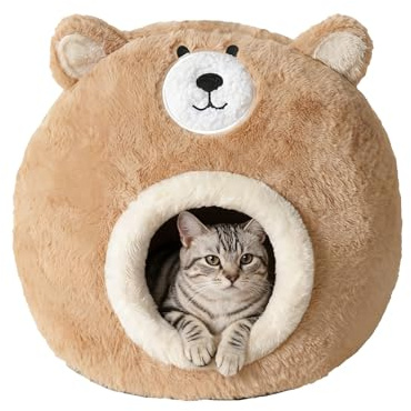 Grotta per gatti – rifugio per animali domestici in peluche, tenda lavabile per gatti e piccoli animali, rimovibile, comodo posto per dormire, per interni ed esterni, per gattini, cuccioli