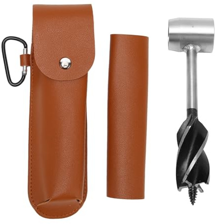 Tarière à main polyvalente en acier au carbone Bushcraft avec pochette en cuir PU Camping aventure en plein air