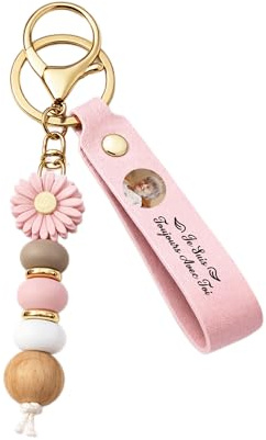 Cadeau Plus Port-clés Personnalisé Marguerite En Perles - Je Suis Toujours Avec Toi - porte clef personnalisable photo, Porte clef en cuir, Porte cles photo, porte-clés personnalisables